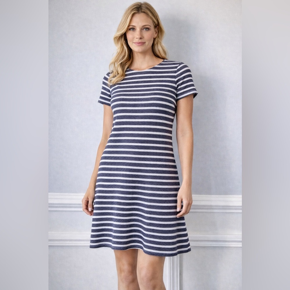 Sail to Sable Navy and White Striped Mini Dress